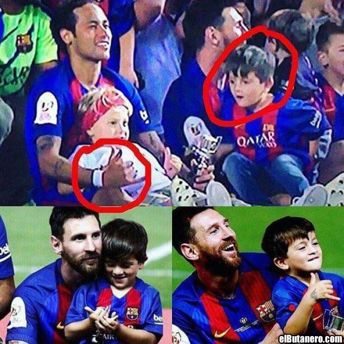 El hijo de Messi aprendiendo de Neymar